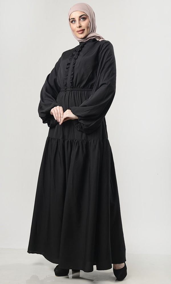 Multi-Tier Abaya With Pockets - EastEssence.com