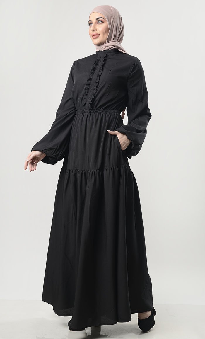 Multi-Tier Abaya With Pockets - EastEssence.com