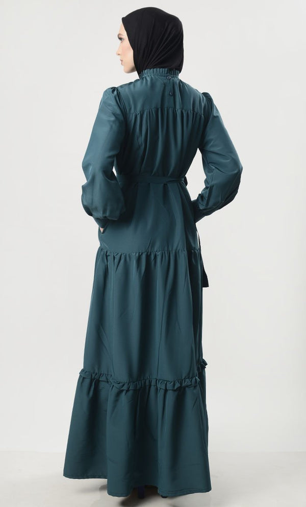 Multi-Tier Abaya With Pockets - EastEssence.com