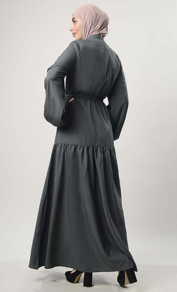 Multi-Tier Abaya With Pockets - EastEssence.com