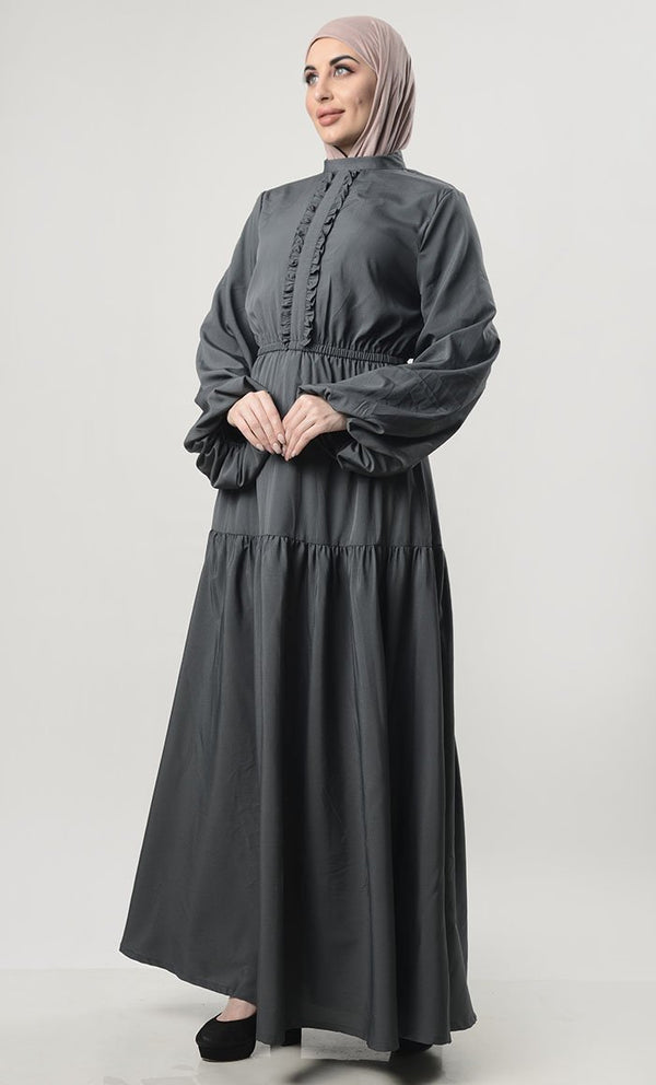 Multi-Tier Abaya With Pockets - EastEssence.com