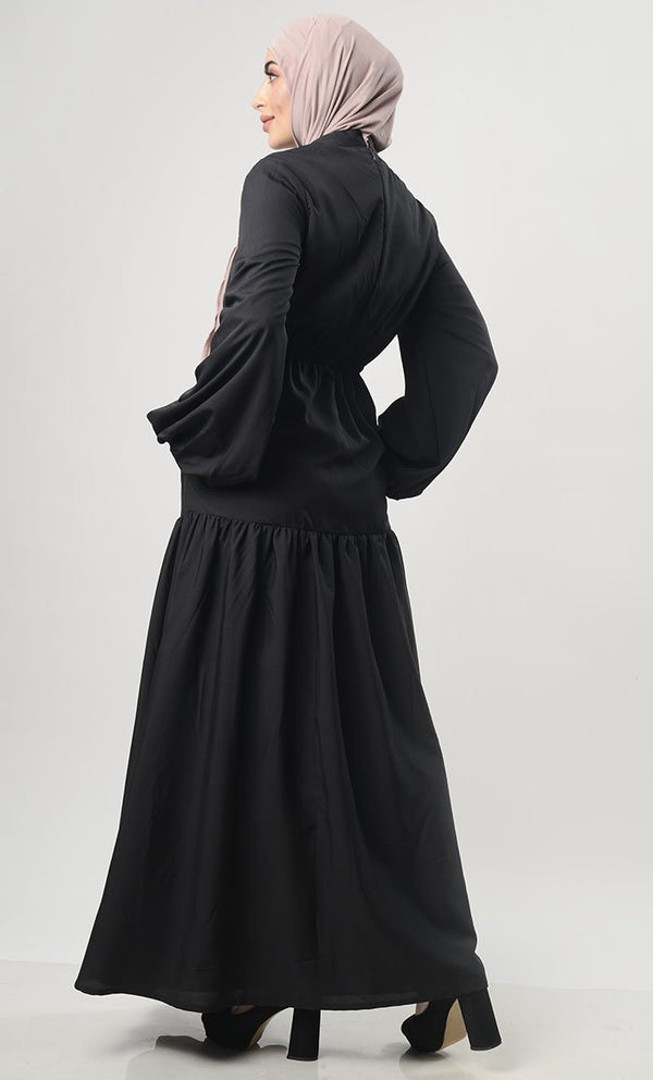 Multi-Tier Abaya With Pockets - EastEssence.com