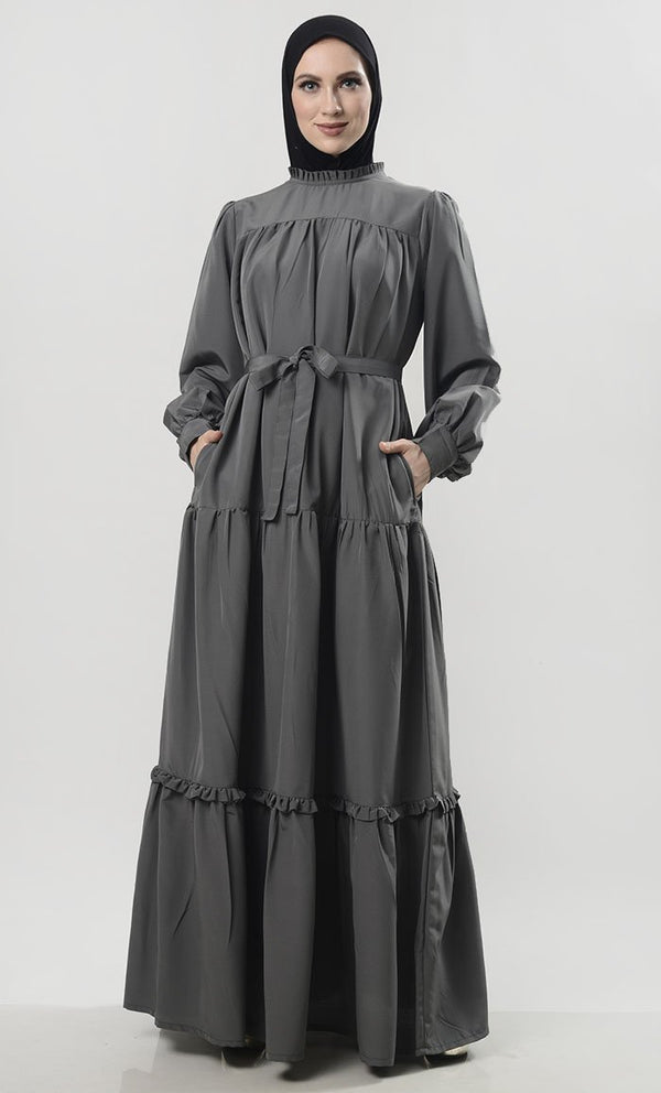 Multi-Tier Abaya With Pockets