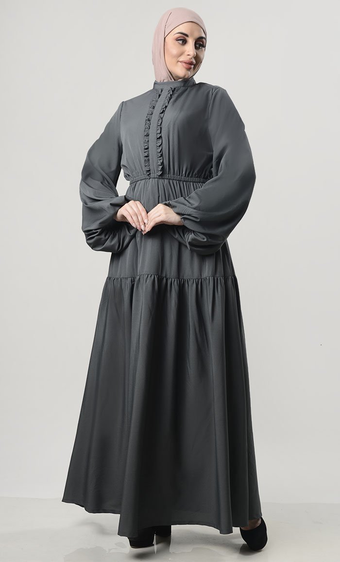 Multi-Tier Abaya With Pockets - EastEssence.com