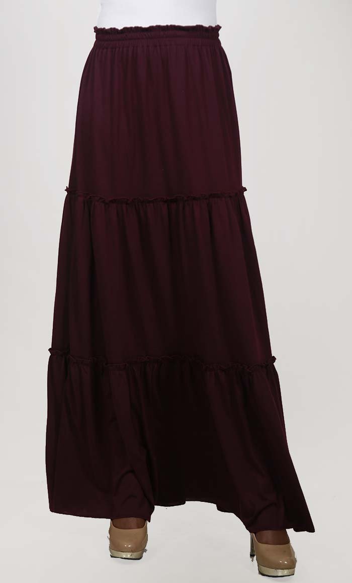 Multi-Tier Gathered Long Skirt - EastEssence.com