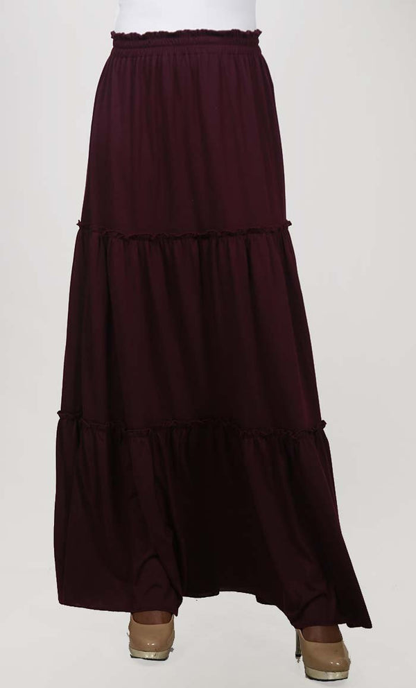 Multi-Tier Gathered Long Skirt - EastEssence.com