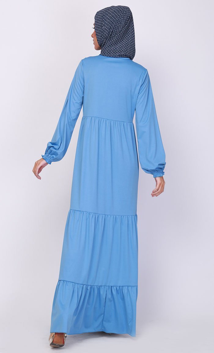 Multi Tiered Flared Abaya Dress