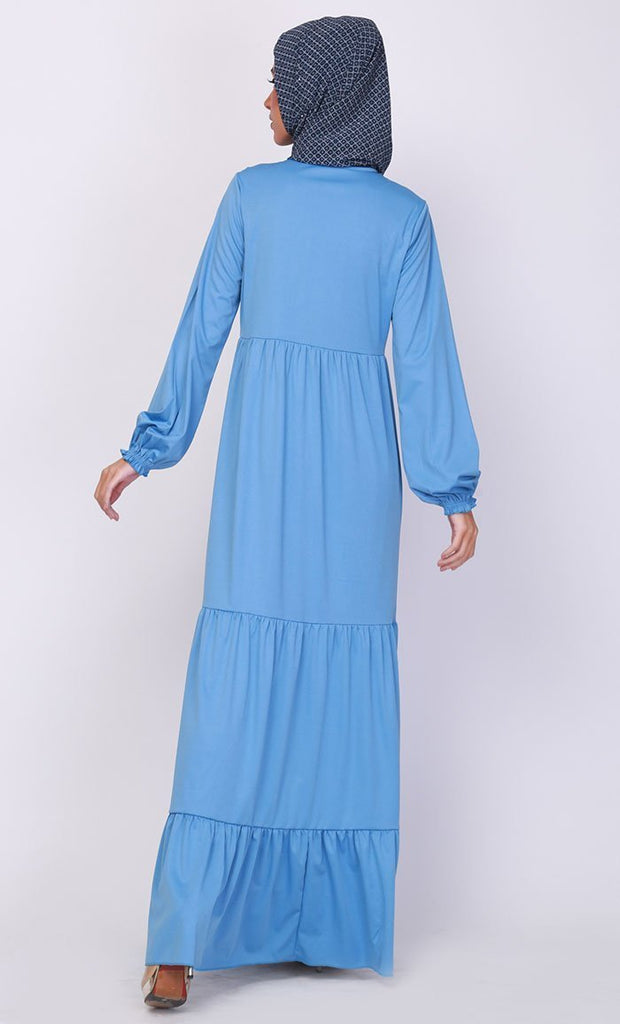 Multi Tiered Flared Abaya Dress
