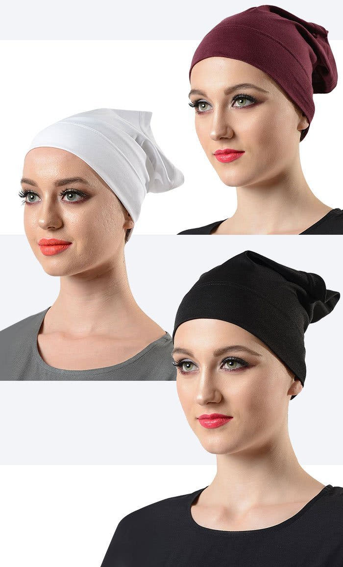 Lot de 3 bonnets multi-usages assortis à tous les hijabs