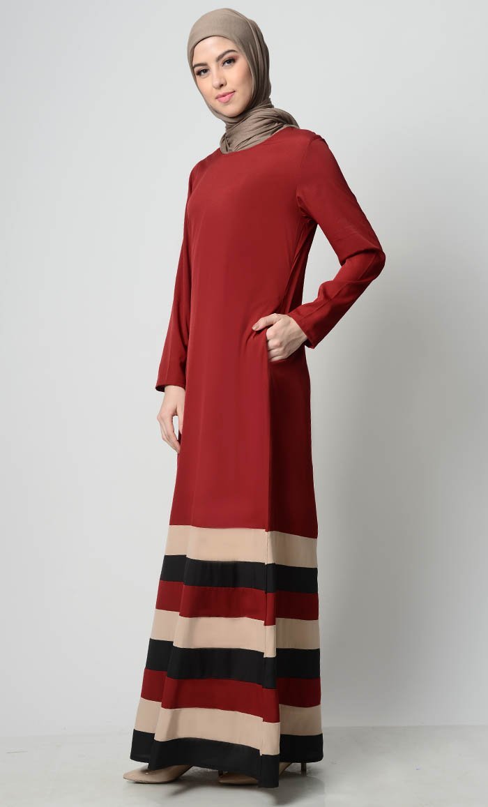 Multicolor Tier Matched Lining Abaya
