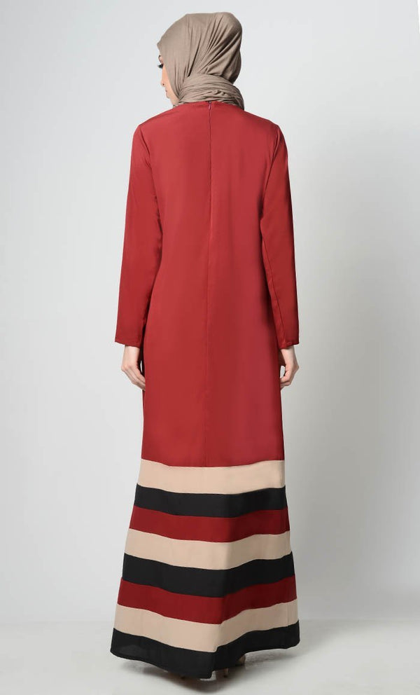 Multicolor Tier Matched Lining Abaya