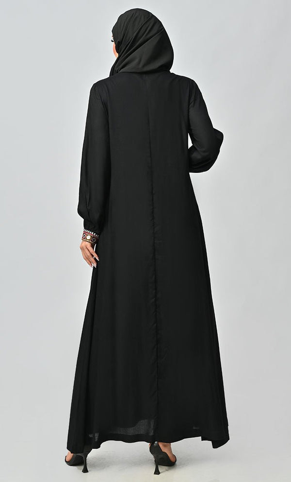 Munira Islamic Mirror Work Embroidered Abaya