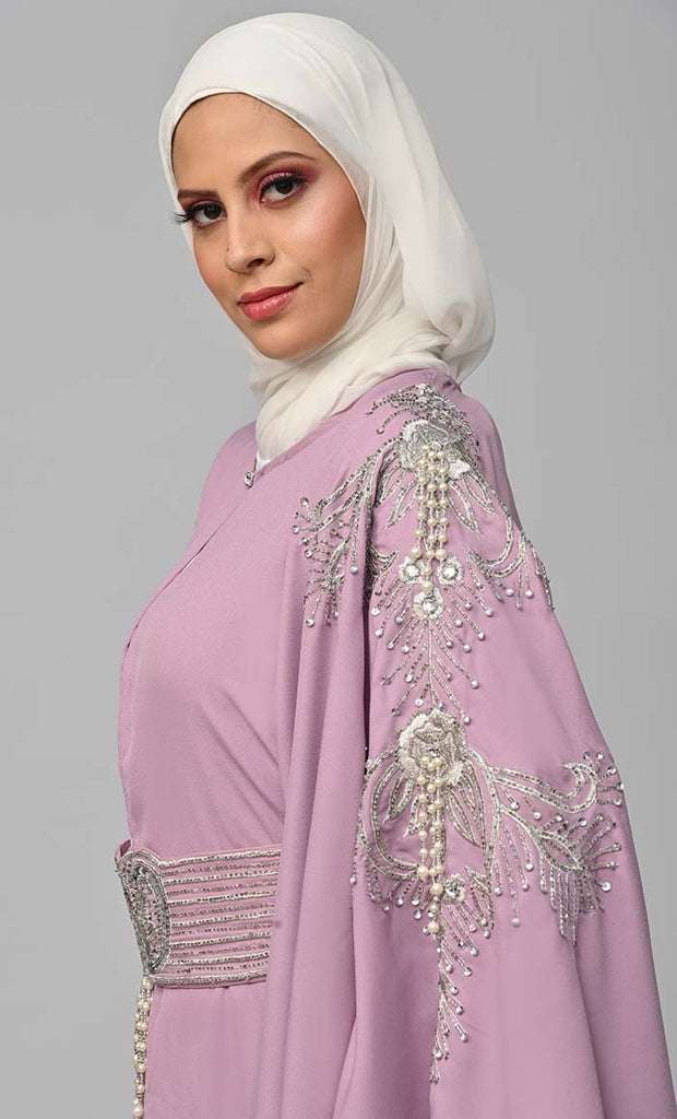 New Islamic Butterfly Cut Embroidered Kaftan Style Abaya - EastEssence.com