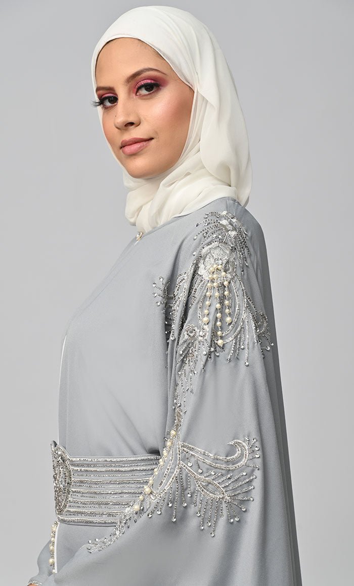 New Islamic Butterfly Cut Embroidered Kaftan Style Abaya - EastEssence.com