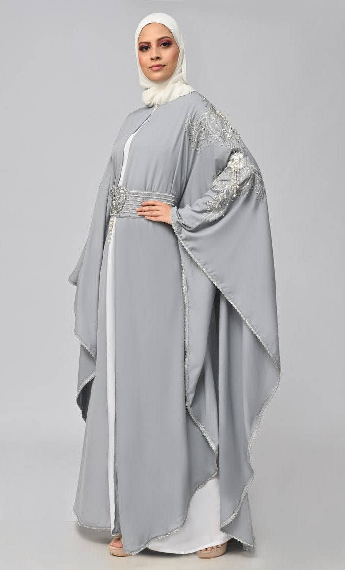 New Islamic Butterfly Cut Embroidered Kaftan Style Abaya - EastEssence.com
