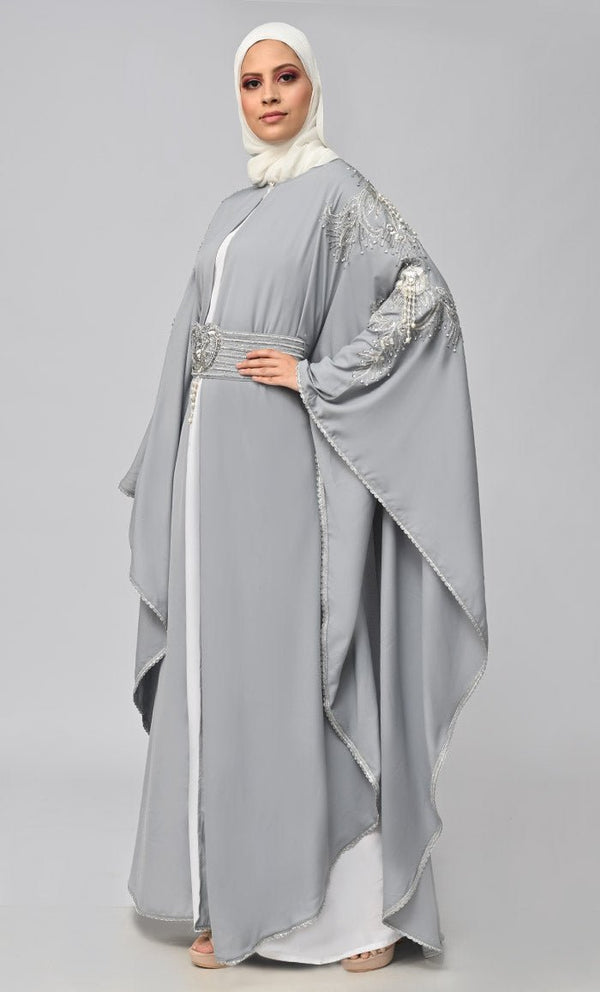 New Islamic Butterfly Cut Embroidered Kaftan Style Abaya - EastEssence.com