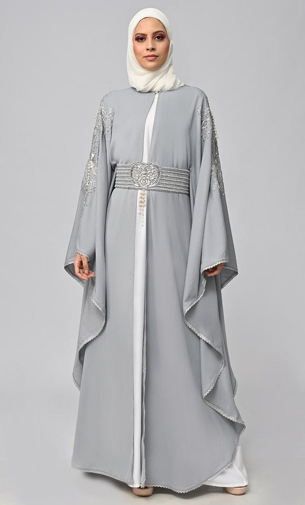 New Islamic Butterfly Cut Embroidered Kaftan Style Abaya - EastEssence.com