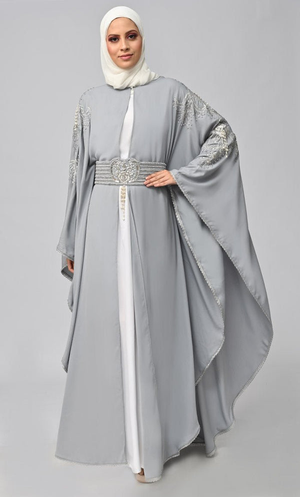 New Islamic Butterfly Cut Embroidered Kaftan Style Abaya - EastEssence.com