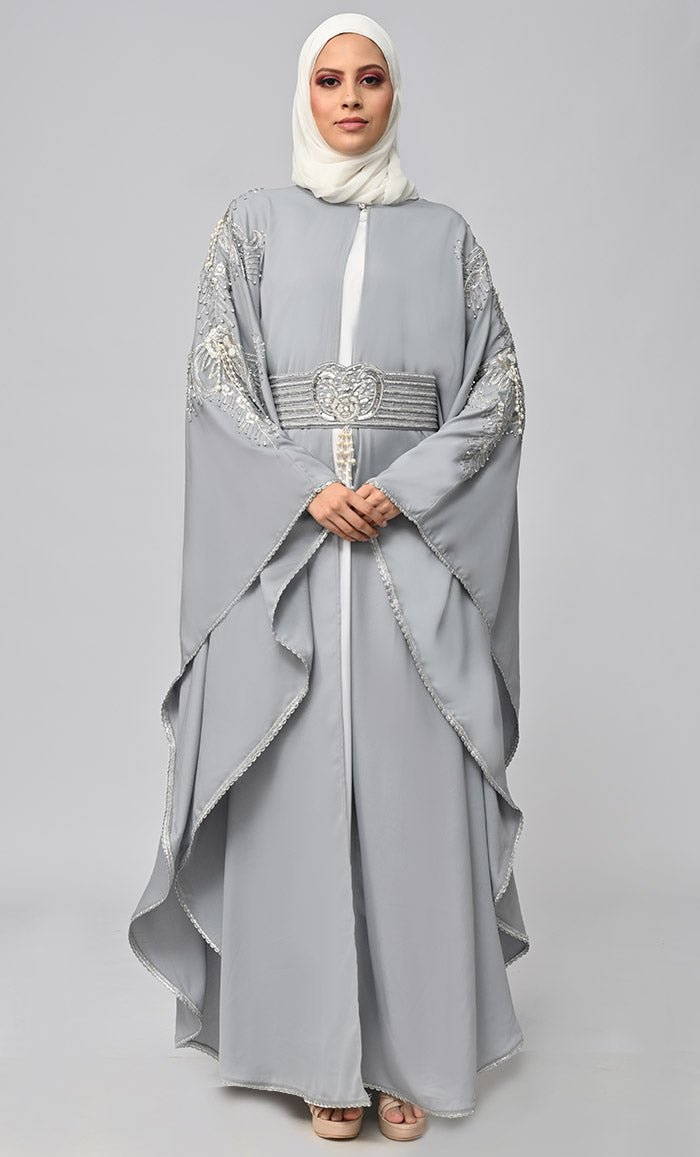New Islamic Butterfly Cut Embroidered Kaftan Style Abaya - EastEssence.com