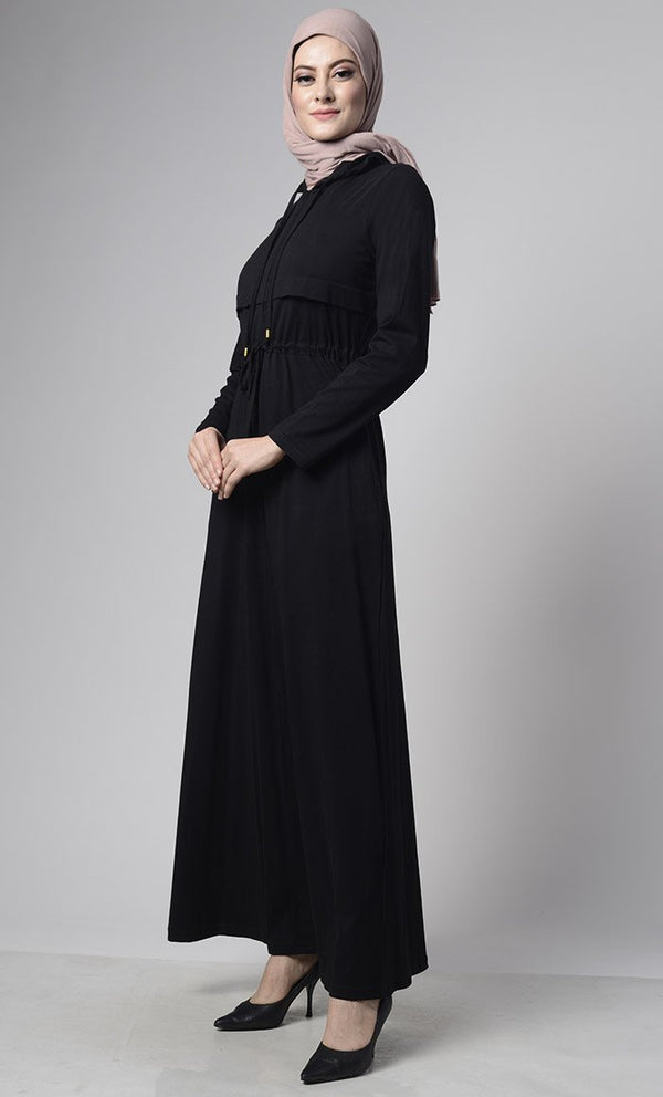 Open Jersey Abaya With Pockets