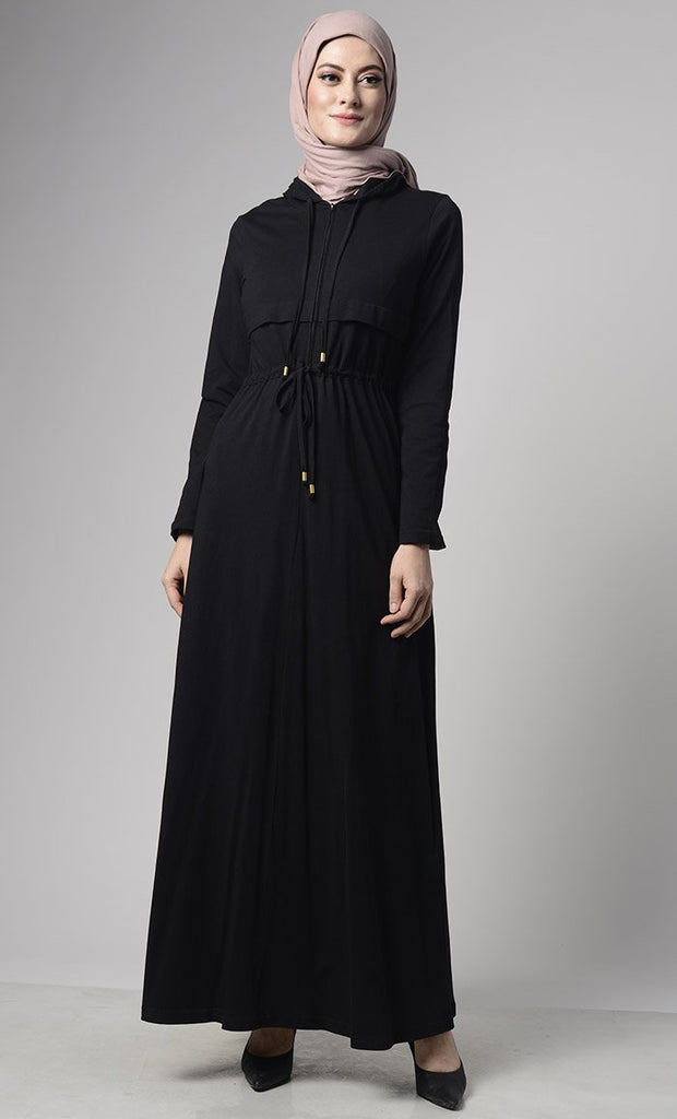 New Trend Front Open Jersey Abaya With Pockets - EastEssence.com
