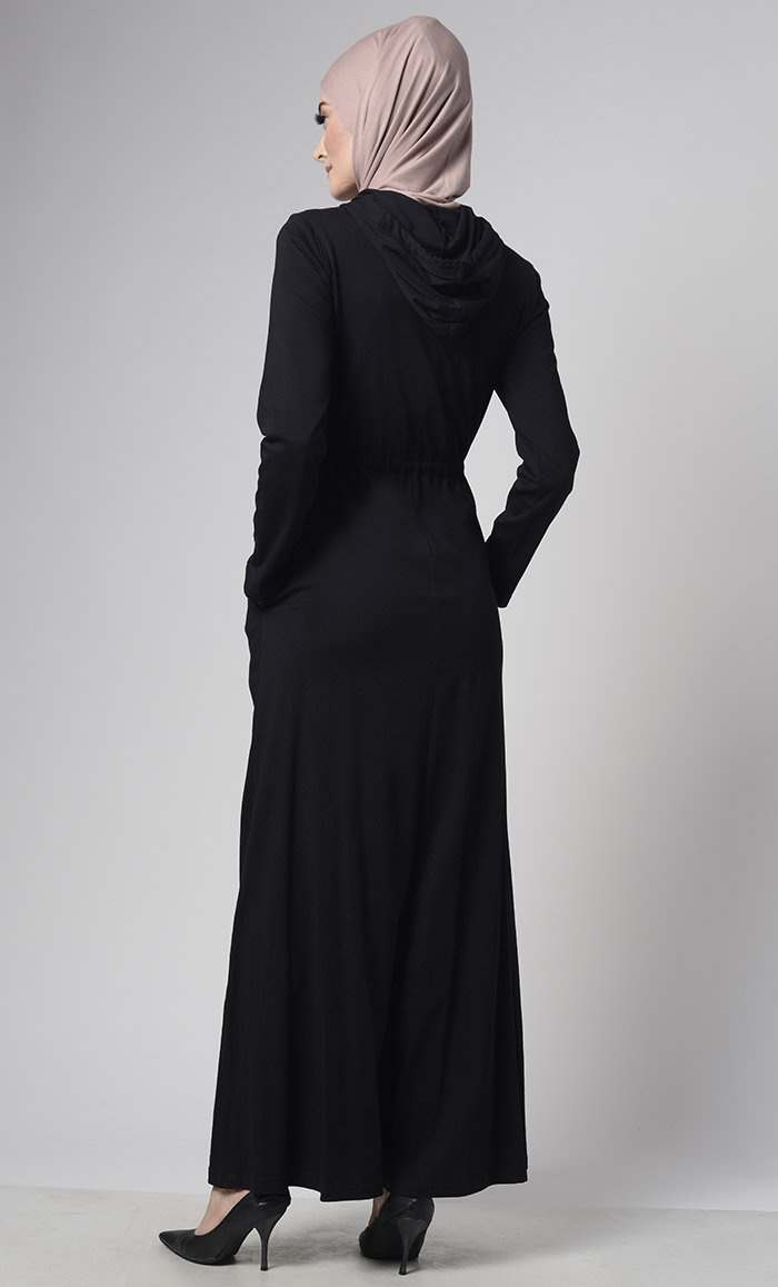Open Jersey Abaya With Pockets