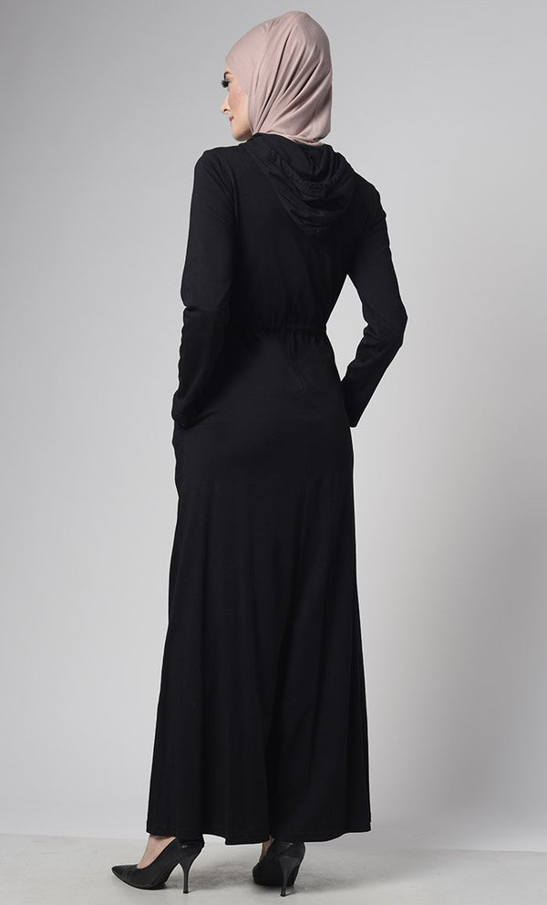 Open Jersey Abaya With Pockets