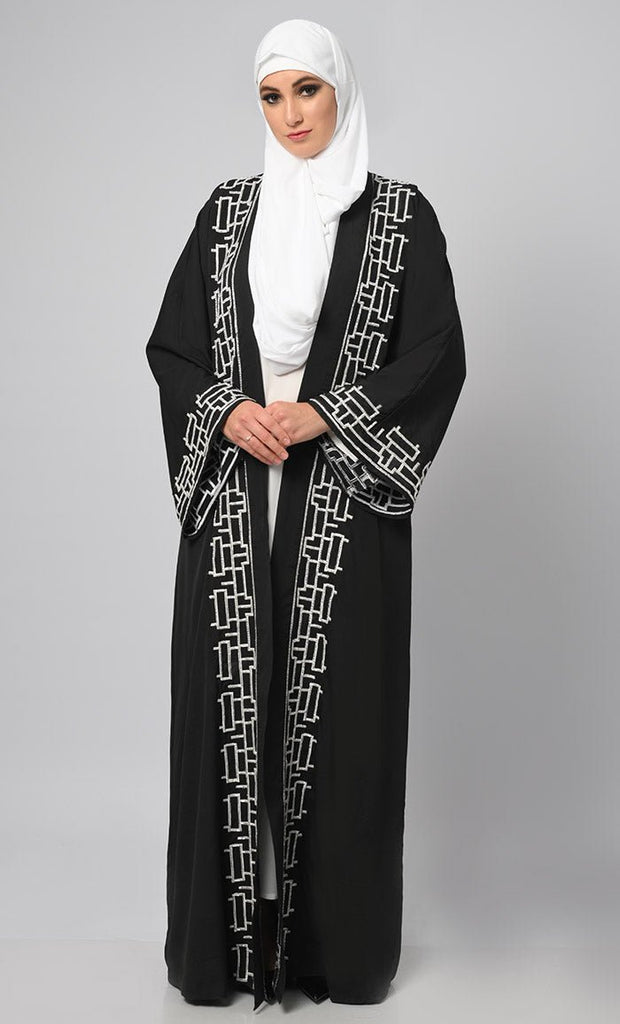 Opulent Black Embroidered Moroccan Style Abaya