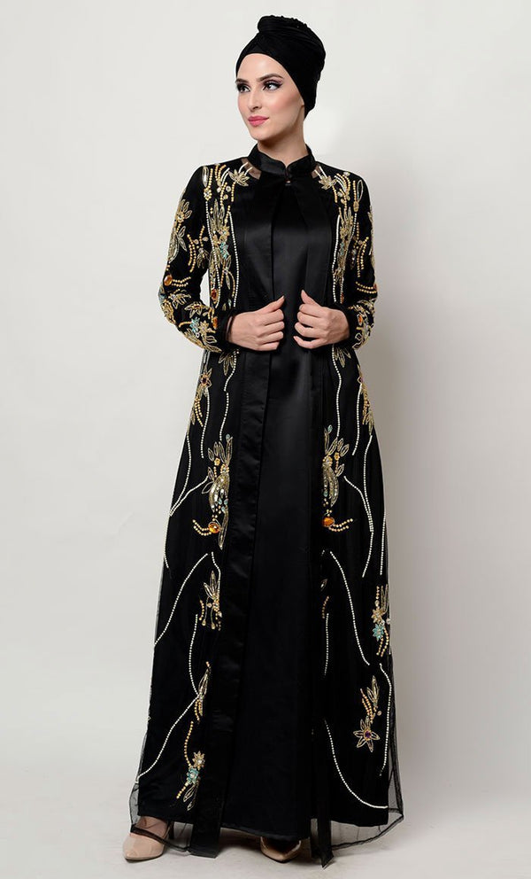 Over Hand Embellished Royal Abaya Dress