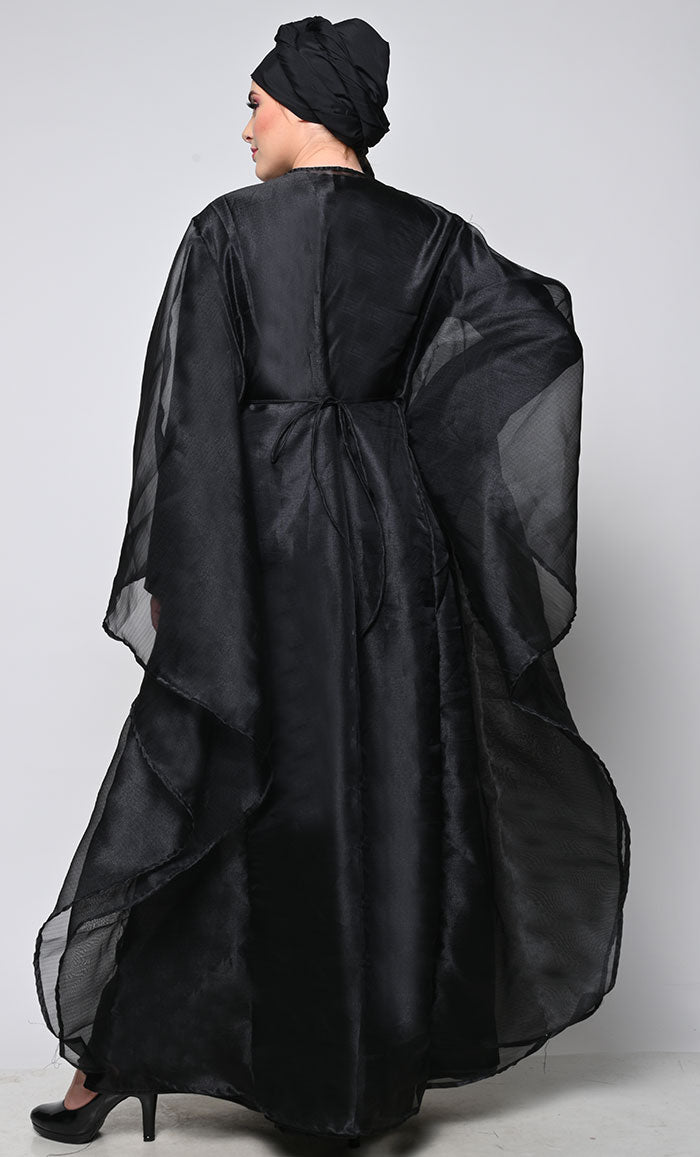 Heavy Hand Work Black Kaftan Style Abaya