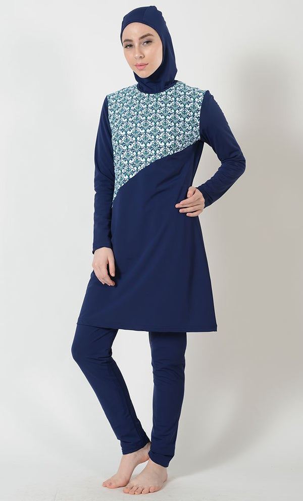 Paisley Printed Swimwear Burkini Three Piece Set - EastEssence.com