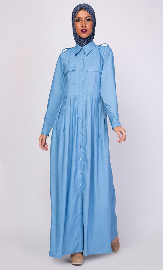 Perfect Everyday Denim Abaya Dress - EastEssence.com
