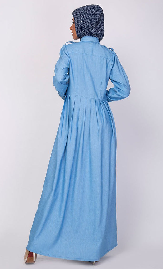 Perfect Everyday Denim Abaya Dress - EastEssence.com