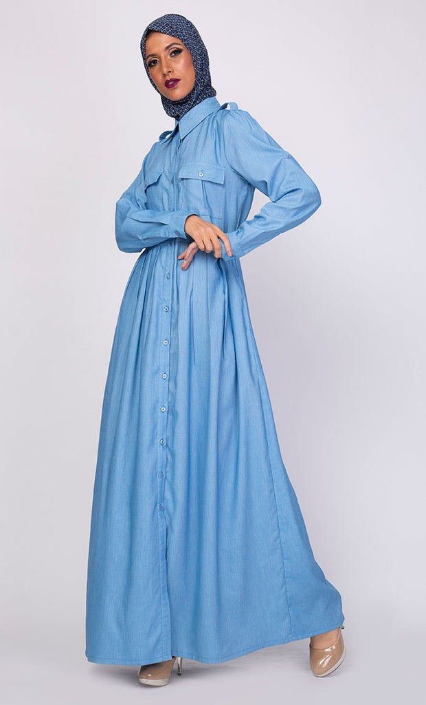 Perfect Everyday Denim Abaya Dress - EastEssence.com