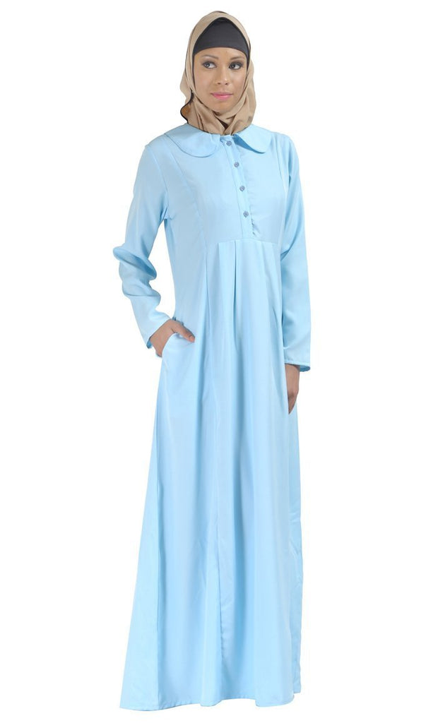 Peter Pan Collared Shirt Style Casual Wear Abaya Dress - EastEssence.com