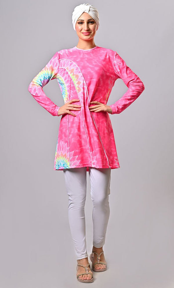 Pink Mermaid Mingle Modest Swim Wear (3Pc Set) - EastEssence.com