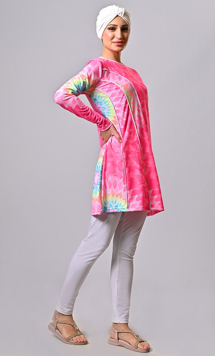 Pink Mermaid Mingle Modest Swim Wear (3Pc Set) - EastEssence.com