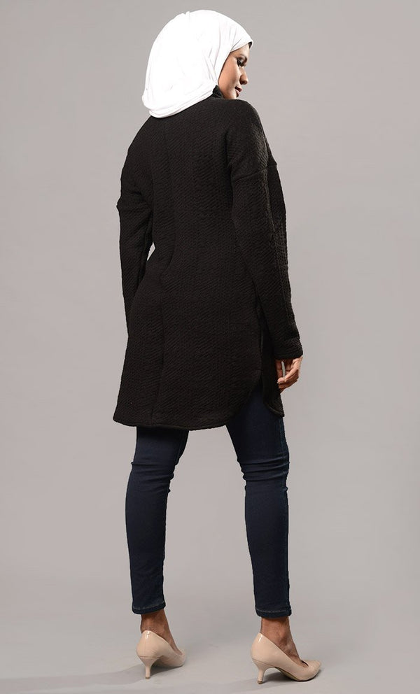 Plain black fleece pullover-Final Sale - EastEssence.com