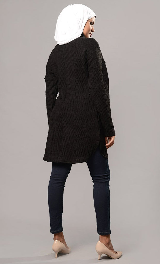 Plain black fleece pullover-Final Sale - EastEssence.com