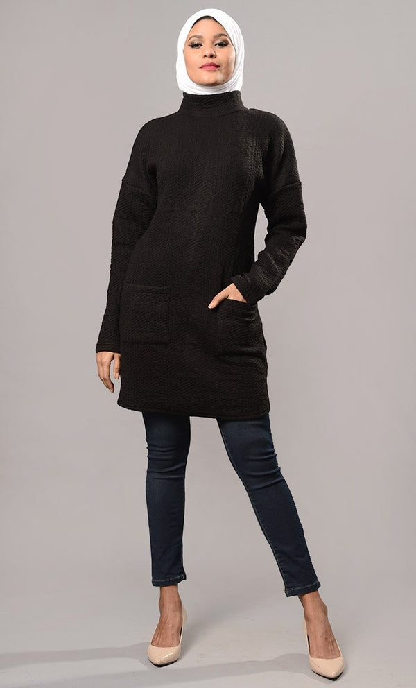 Plain black fleece pullover-Final Sale - EastEssence.com