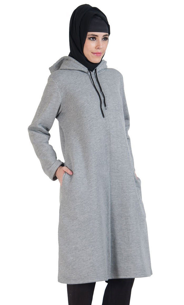 Plain Extra Long Hoodie Sweatshirt - EastEssence.com