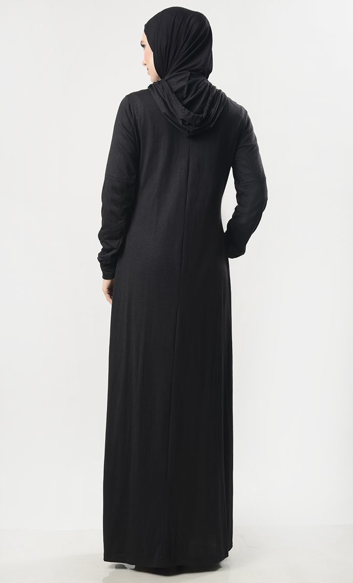 Plain Hooded Jersey Everyday Abaya - EastEssence.com