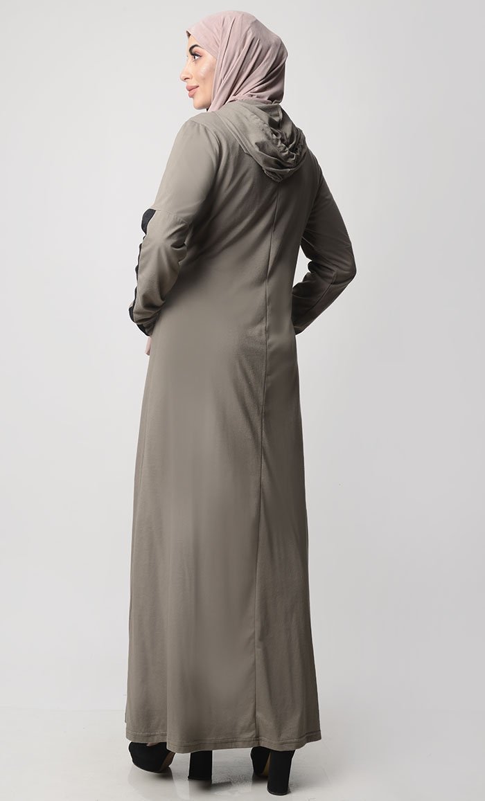 Plain Hooded Jersey Everyday Abaya - EastEssence.com