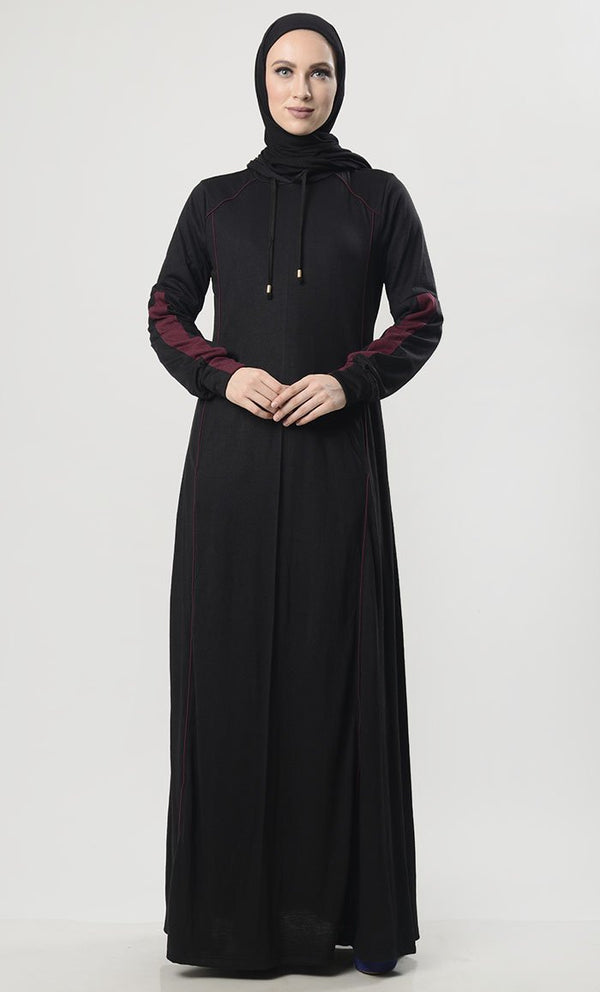 Plain Hooded Jersey Everyday Abaya - EastEssence.com