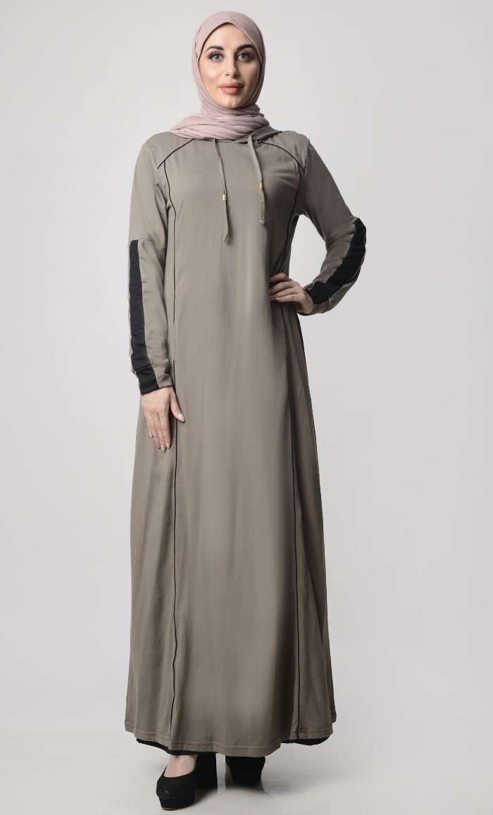 Plain Hooded Jersey Everyday Abaya - EastEssence.com