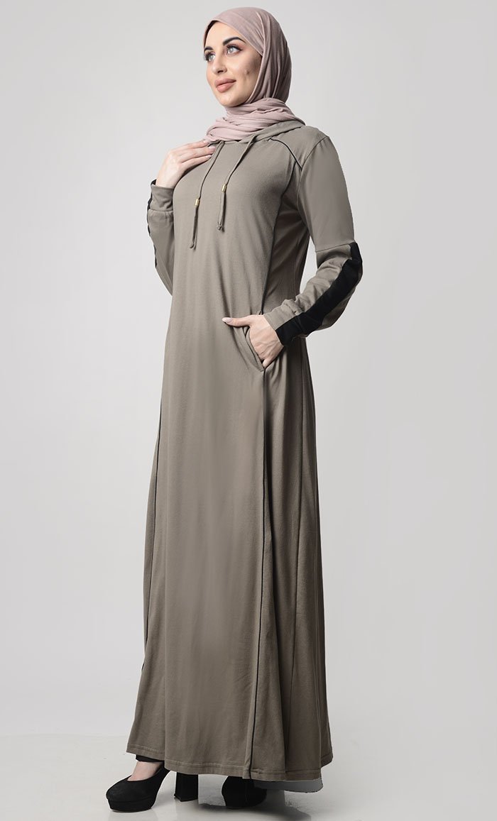 Plain Hooded Jersey Everyday Abaya - EastEssence.com