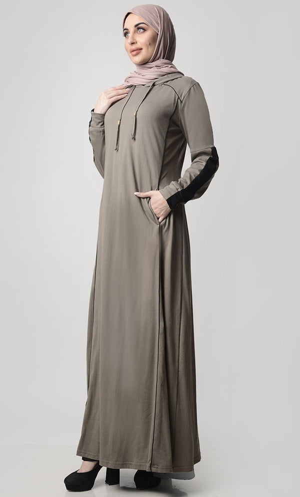 Plain Hooded Jersey Everyday Abaya - EastEssence.com