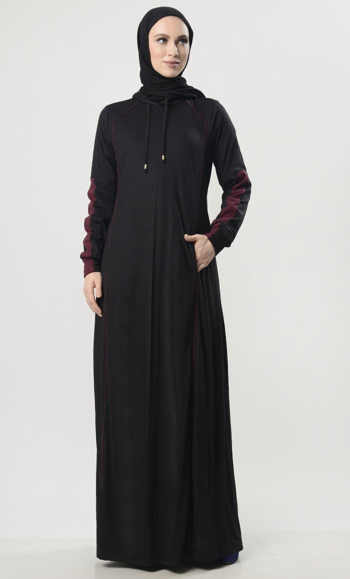Plain Hooded Jersey Everyday Abaya - EastEssence.com