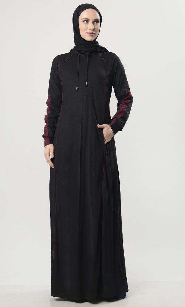 Plain Hooded Jersey Everyday Abaya - EastEssence.com