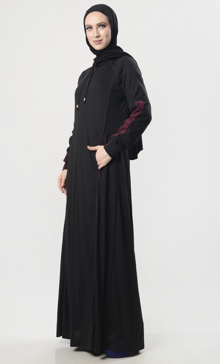 Plain Hooded Jersey Everyday Abaya - EastEssence.com